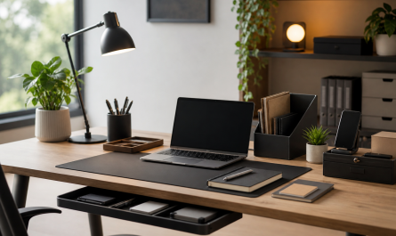 bureau avec accessoires de bureau ergonomique
