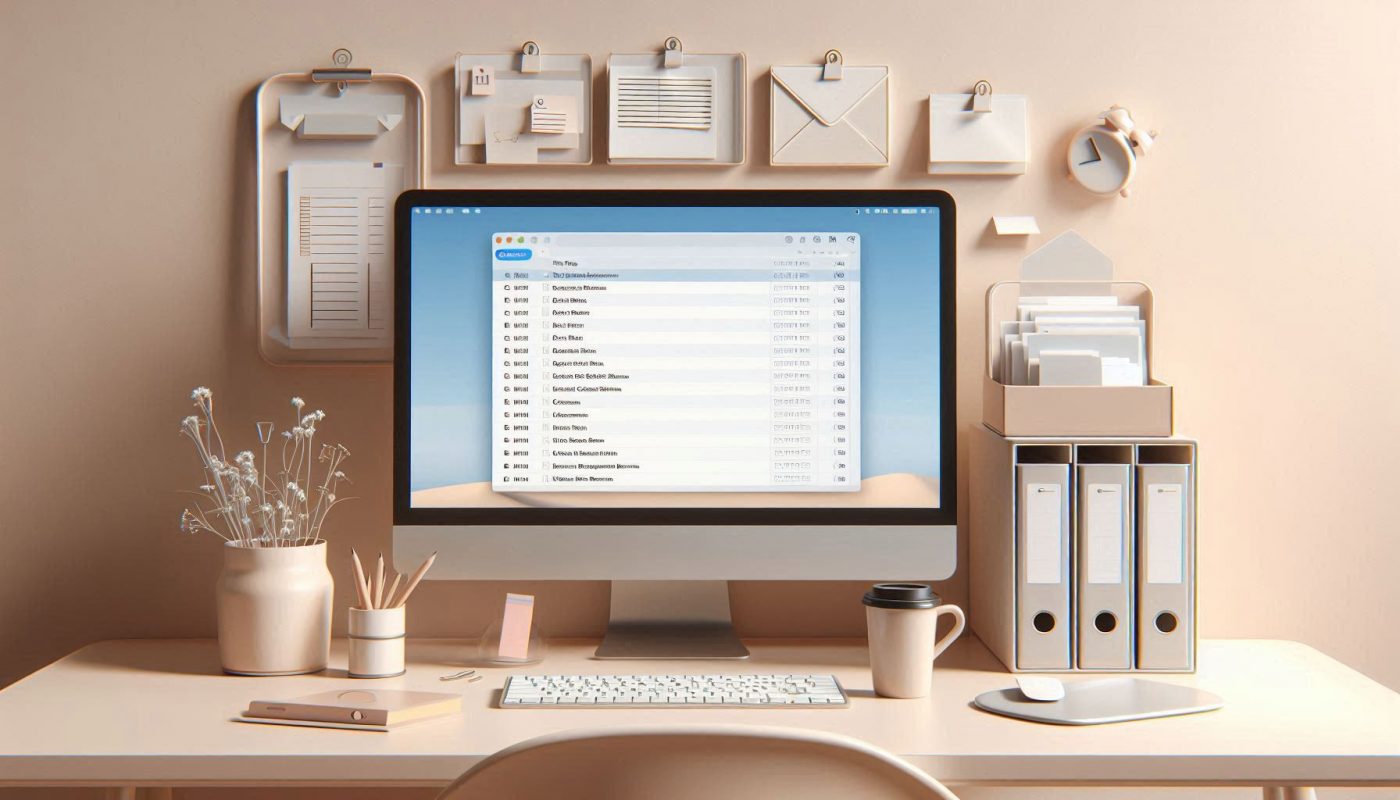 ecran d ordinateur avec boite mail organise