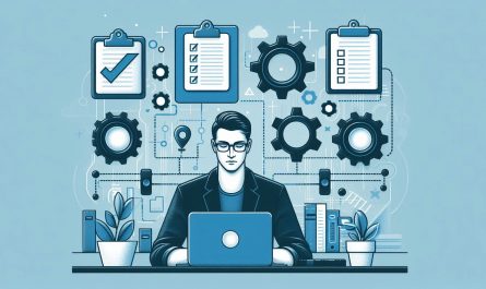 homme sur bureau avec engrenage liste et to do list