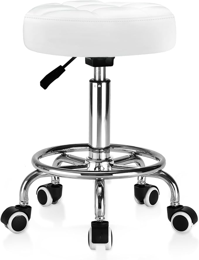 tabouret reglable en hauteur avec roulettes et repose pieds