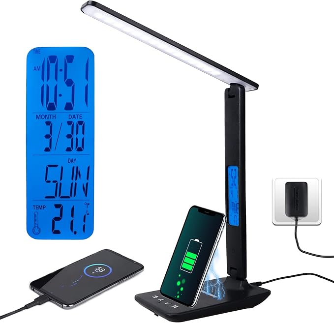 lampe intelligente avec chargeur sans fil et ecran lcd 