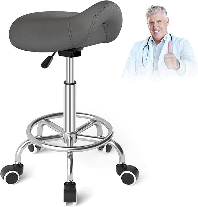 tabouret selle de cheval contre le mal de dos avec roulettes