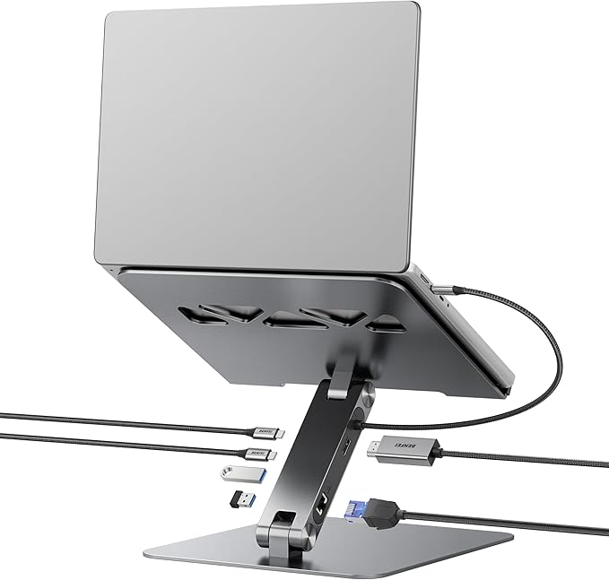support pour ordi portable avec station accueil 6 en 1