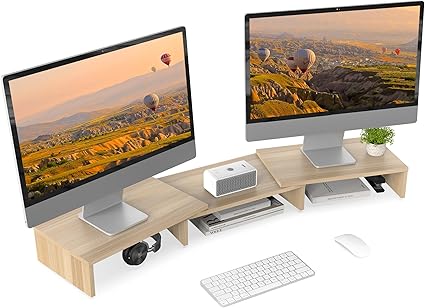 rehausseur de moniteur d ecran en bois ideal pour bureau d angle