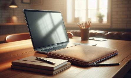 sac pour ordinateur pose a cote pc portable de bureau
