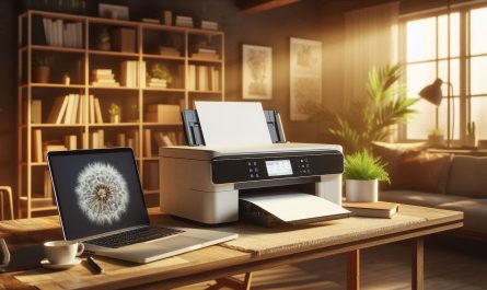 imprimante sur bureau a cote ordinateur portable