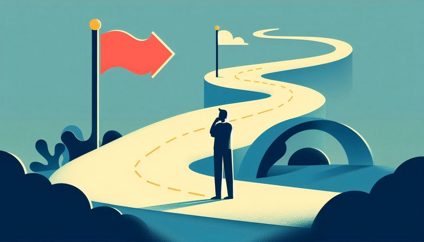 image chemin courbe avec drapeau