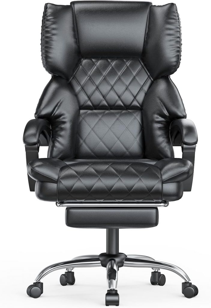 siege de bureau en cuir de haute qualite avec dossier reglable et roulettes