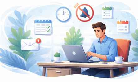 homme travail sur ordinateur avec agenda notification et message