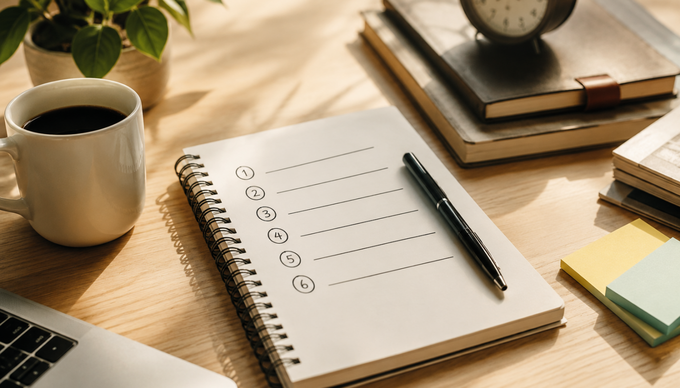 cahier avec stylo sur bureau